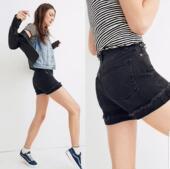 热裤 短裤 高腰上卷裤 腿牛仔蓝百搭牛仔裤 海鸥. 弹力尾货小码 女装