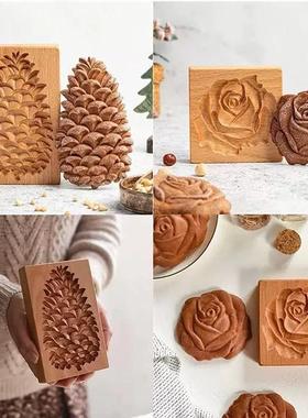 新款Cookie mold姜饼屋圣诞立体曲奇脆饼干木质模具biscuit mold