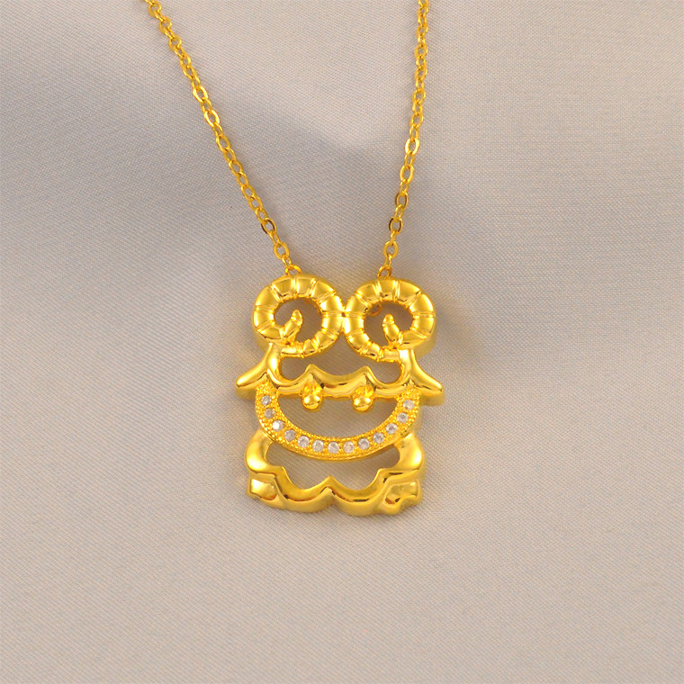 新款铜镀金生肖羊女款吊坠送链子项链女款仿真黄金色吊坠送女友