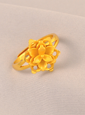 轻奢铜镀金女士花朵开口戒指