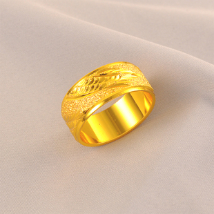 新款铜镀金男款指环男生闭口龙纹戒指金色男士婚戒送男友送老公