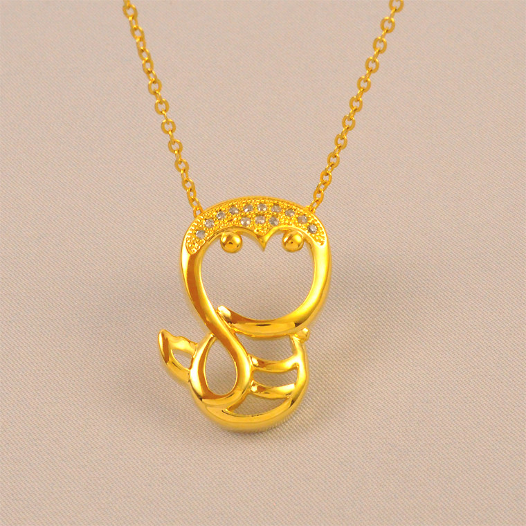 新款铜镀金生肖蛇吊坠送链子女款仿真黄金色项链时尚百搭链送女友