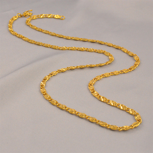 女款镀24K金色项链新款链子车花亮片项链仿真黄金项链女款送女友