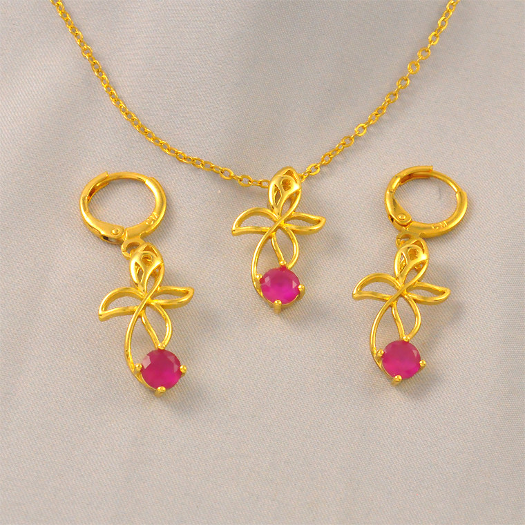 新款时尚百搭耳环女款吊坠仿真黄金套链气质时尚款项链送女友闺蜜