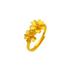 小雏菊镀黄金戒指沙金花朵指环