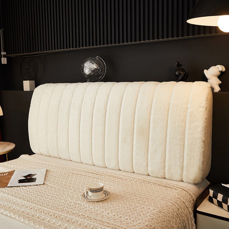 秋冬保暖长毛绒床头防尘保护罩简约床头罩弹力床靠背罩加厚床头套