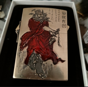 佐罗煤油打火机正品朱砂黄铜重甲593S浮雕钟馗打火机送男友礼物