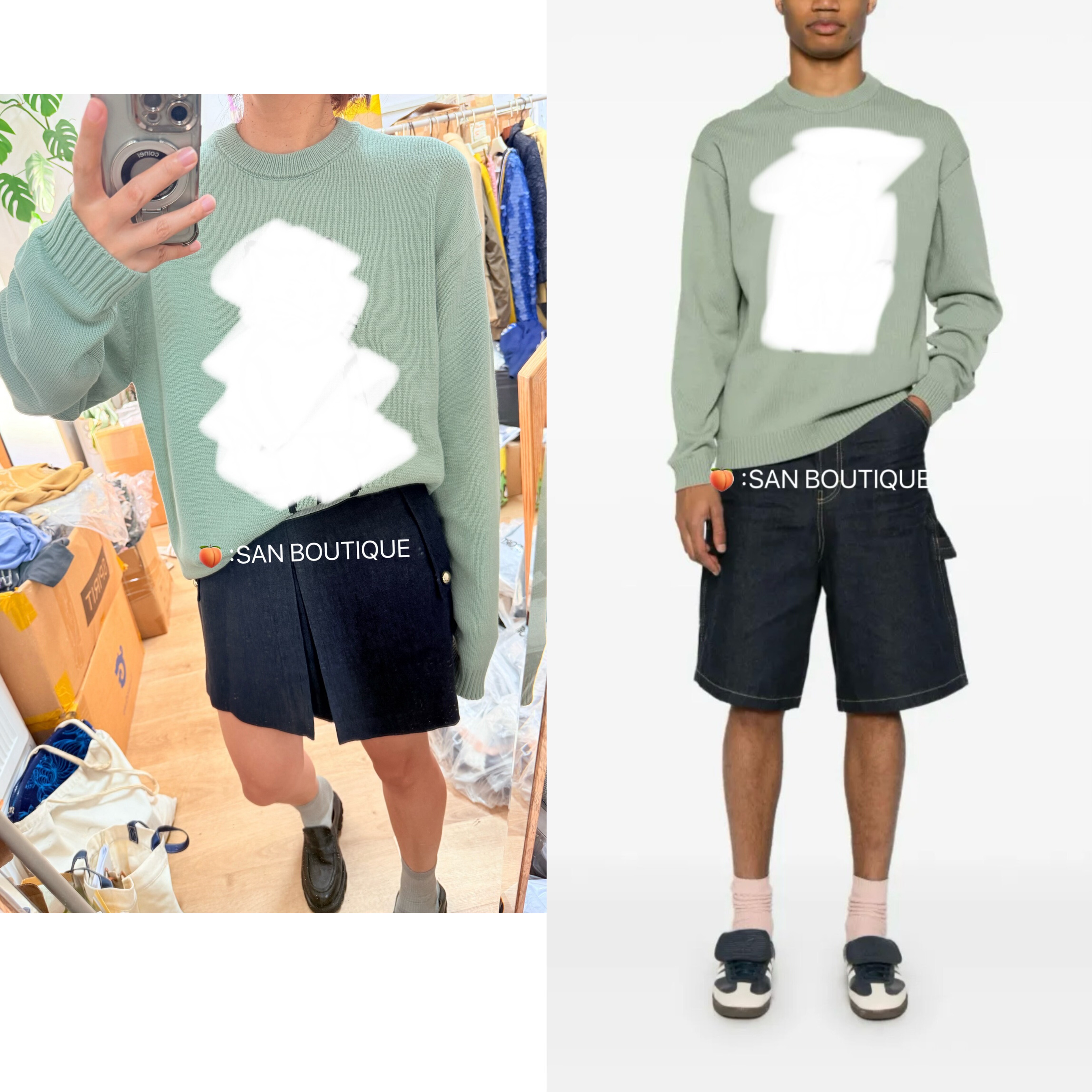 法国M 动物图案提花 棉混纺 情侣PULLOVER