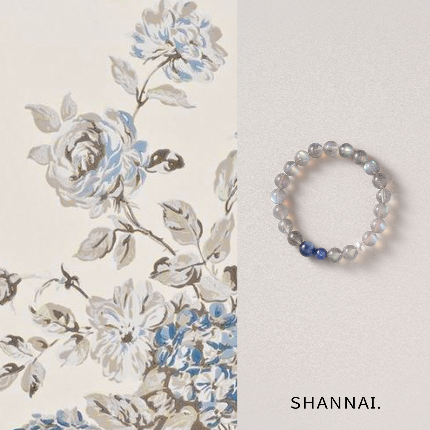shannai原创天然灰月光手串手链