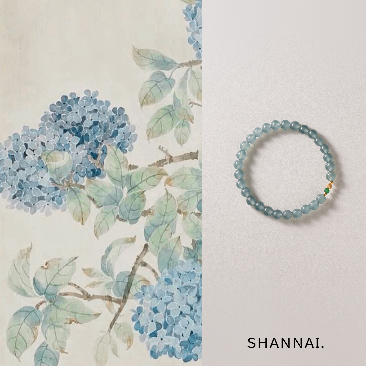 shannai原创新中式蓝水翡翠手串