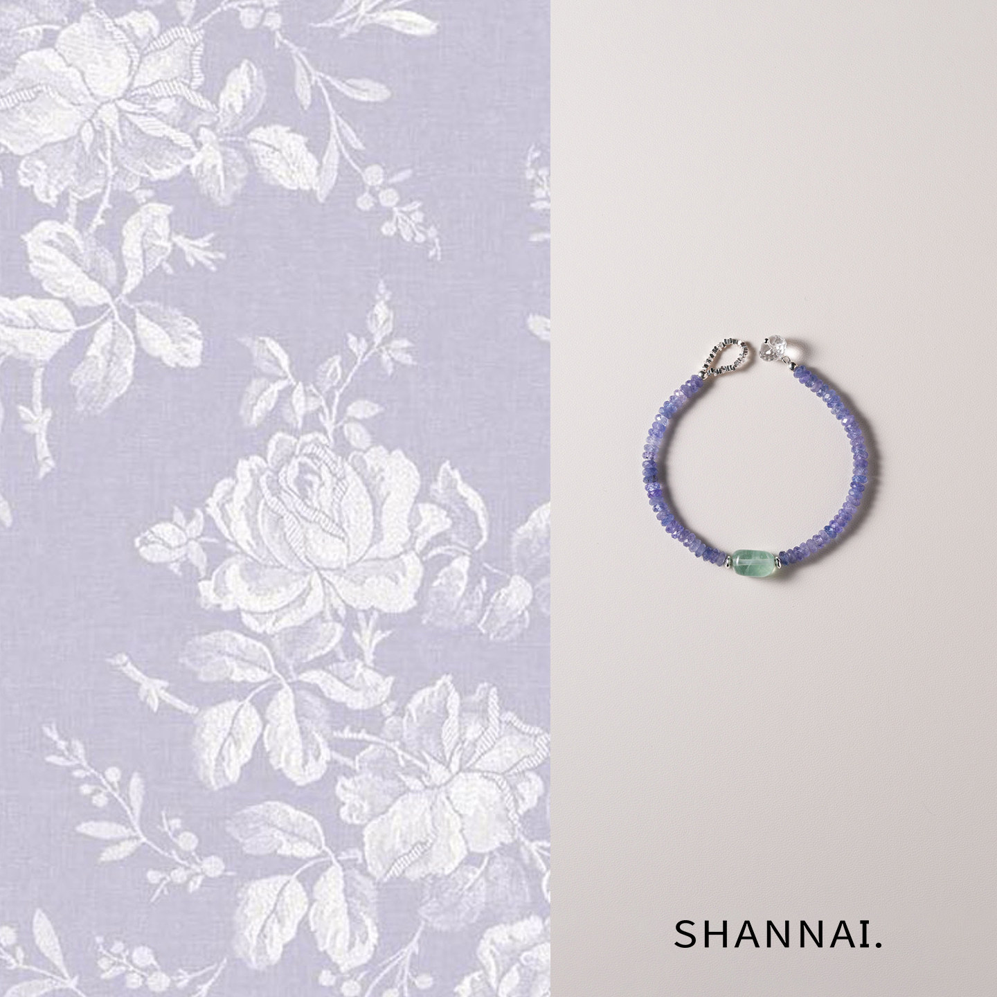 shannai原创「泠然」天然坦桑石手串女款小众设计小米珠串珠手链