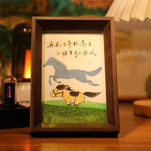 再见少年拉满弓流沙相框摆台桌面文字书法手写手绘国潮氛围装饰