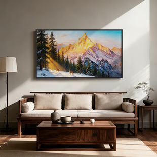 《云顶金山》厚涂油画挂画事业亨通客厅茶室卧室床头背景墙装饰画