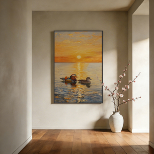 《孤帆沐光》厚涂油画挂画一帆风顺餐客厅玄关入户走廊过道装饰画