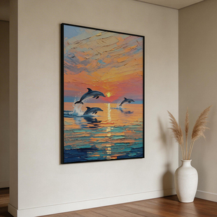 《灯塔守望》厚涂油画挂画前程似锦客厅玄关卧室床头背景墙装饰画