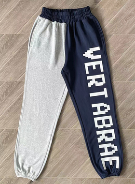 Vertabrae sweatpants  立体印花撞色拼接字母休闲运动裤毛圈长裤