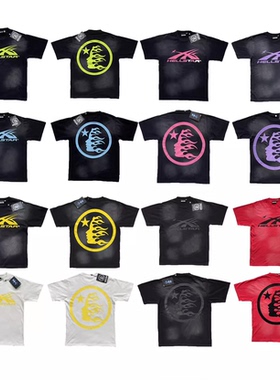 HELLSTAR STUDIOS Gel Sport Logo 水洗印花欧美潮短袖T恤ins同款