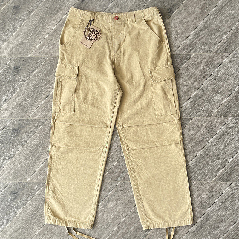 hell 新款 Embroidered trousers 卡其色刺绣工装休闲男装长裤子