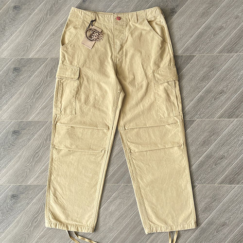 hell 新款 Embroidered trousers 卡其色刺绣工装休闲男装长裤子