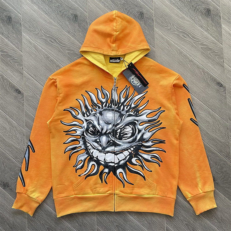 Hell sun zip up orange 橘色11街头连帽套头嘻哈卫衣帽衫卫裤