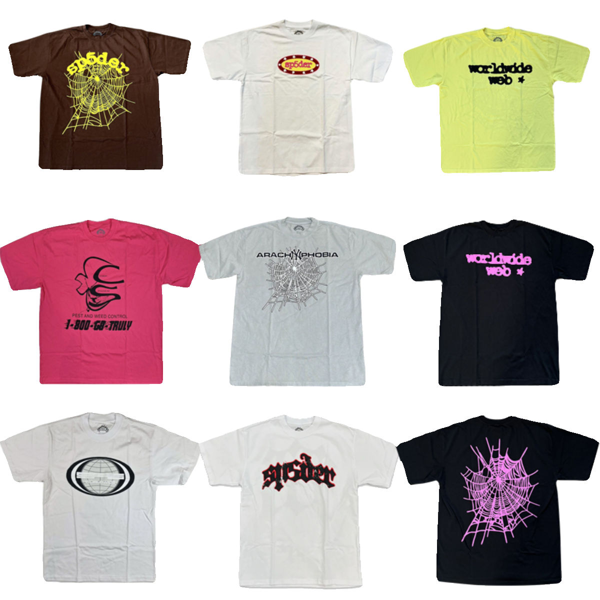 Sp5der 555555 Bite Arach NY Phobia web 蜘蛛网潮流美式短袖T恤