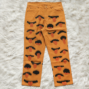 美式 TUFF CROWD cargo pants 手绘满印直筒休闲工装裤长裤男潮流