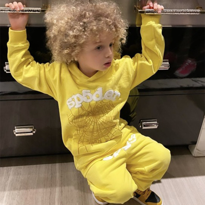 Spder Young Thug  555555 童装child 连帽帽衫卫衣卫裤套装潮流