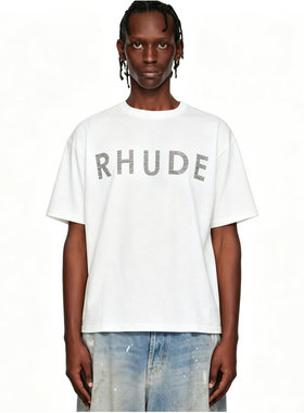 RHUDE极简字母logo印花休闲圆领休闲美潮百搭男女装宽松短袖T恤s