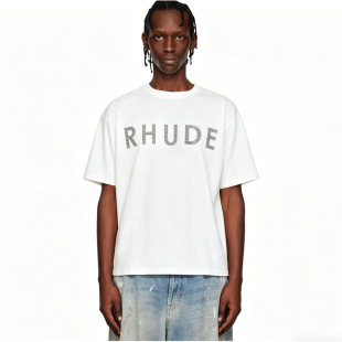 RHUDE极简字母logo印花休闲圆领休闲美潮百搭男女装宽松短袖T恤s