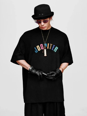王嘉尔TW 新款 joopiter彩色字硅胶印花 男女宽松短袖T恤tee潮流