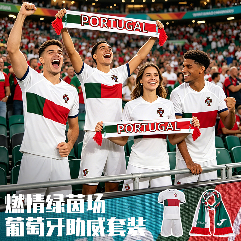 2026世界杯葡萄牙国家队客场足球服速干短袖T恤围巾球迷运动套装