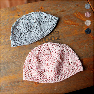 亚麻菠萝花宽边 包头瓜皮帽手工帽土豆夫人原创 凉帽女款 春夏季