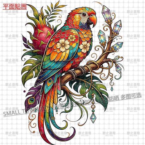 创意鹦鹉图案自粘贴画家用房间室