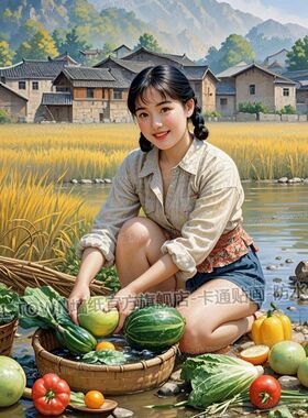 复古乡村风格海报墙贴画ins风美妇人网红旧时光贴墙门贴画装饰画