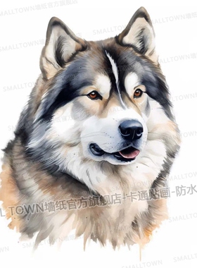 阿拉斯加雪橇贴画动物图案狗狗贴画墙贴门贴车贴遮挡划痕行李箱贴