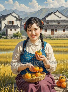 中国风复古乡村美妇人海报墙贴画80年代回忆旧时光装饰画防水自粘