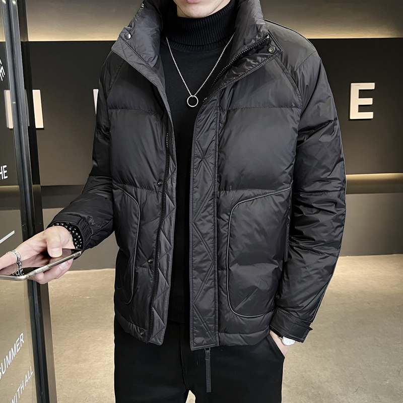 大码冬短款立领标50%白鸭绒羽绒服男日系保暖外套男DB261-P140,男装羽绒服,星座1210A