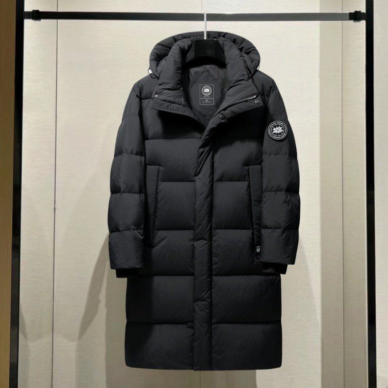 新标白鸭绒羽绒服潮牌长款过膝连帽加厚男女情侣外套2689-P190，男装羽绒服，星座1210A