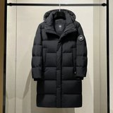 新标白鸭绒羽绒服潮牌长款过膝连帽加厚男女情侣外套2689-P190，男装羽绒服，星座1210A