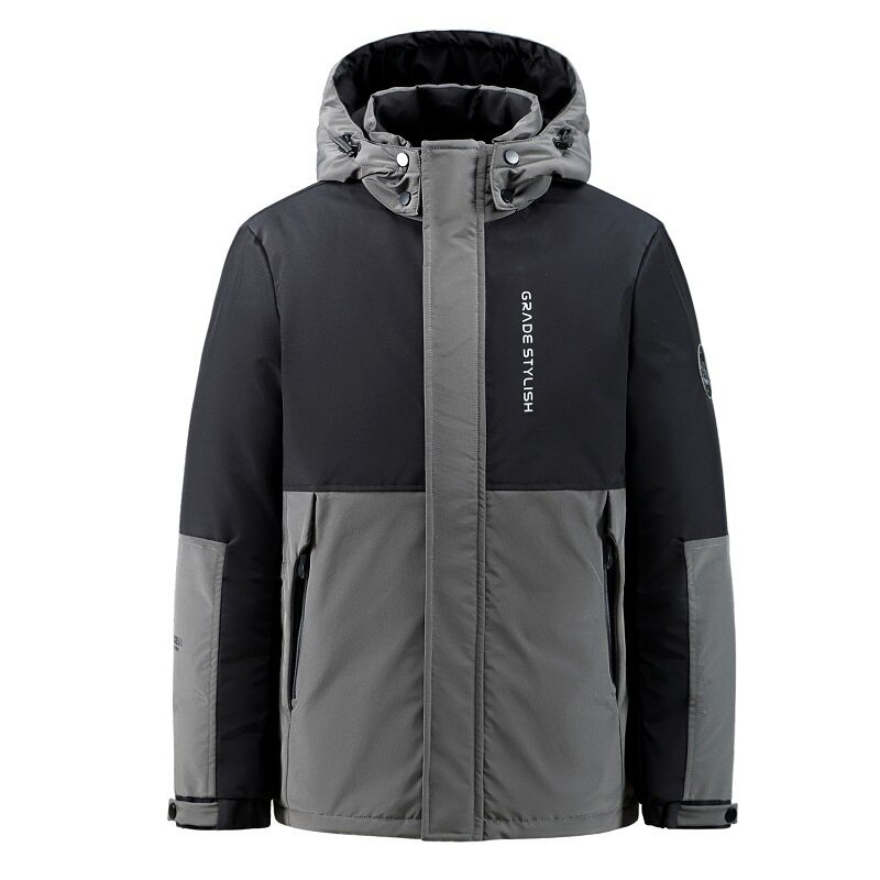 标50%白鸭绒羽绒服男短款冬男青年学生工装连帽外套YR7518-P130,男装羽绒服,星座1210A