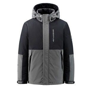 标50%白鸭绒羽绒服男短款冬男青年学生工装连帽外套YR7518-P130图片