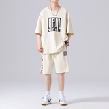 运动套装男士夏季时尚印花薄款冰丝短袖短裤一套搭配潮tz935-P48，男装休闲套装，星座1210A