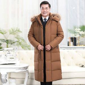 冬装长款过膝加厚中老年白鸭绒羽绒服男爸爸装6577-p130带毛领+10图片