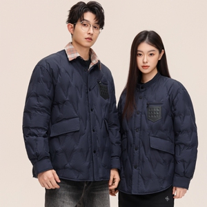 标90%秋冬潮牌轻薄时尚立领衬衫菱形男女白鸭绒羽绒服外套P210图片