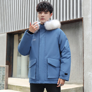 羽绒服男短款潮牌青年冬季连帽外套男士宽松加厚潮流男装R21-P105