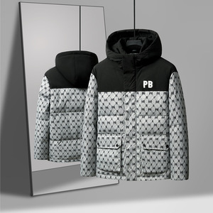 挂拍冬季新款潮流保暖加厚时尚90%白鸭绒羽绒服夹克外套H303-P160,黑裤子粉半截袖蓝外套搭配可以吗图片