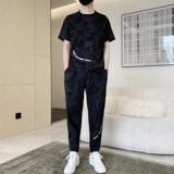 短袖t恤短裤男夏季套装潮流男装一套搭配痞帅运动两件套tz908-P70，男装休闲套装，星座1210A
