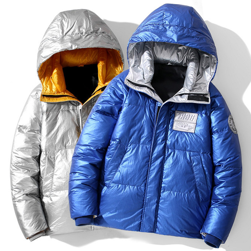 冬季加厚亮面连帽羽绒服男士短款青年白鸭绒保暖外套潮6552-P110，男装羽绒服，星座1210A