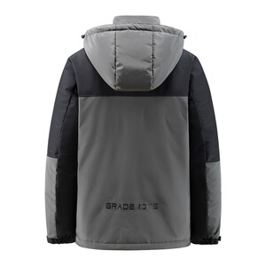 标50%白鸭绒羽绒服男短款冬男青年学生工装连帽外套YR7518-P130图片