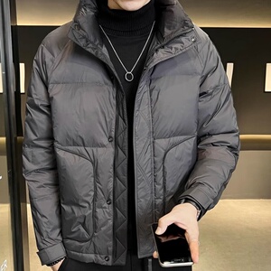 大码冬短款立领标50%白鸭绒羽绒服男日系保暖外套男DB261-P140图片